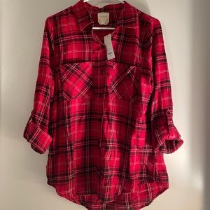 Francesca’s red flannel shirt